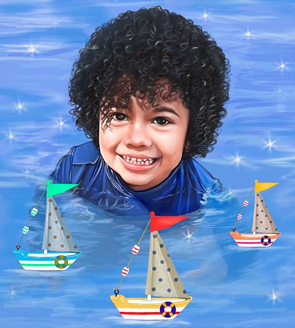 Ilustração Infantil Realista cabeça e tronco