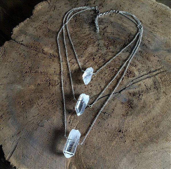 Colar Triplo Quartzo Branco