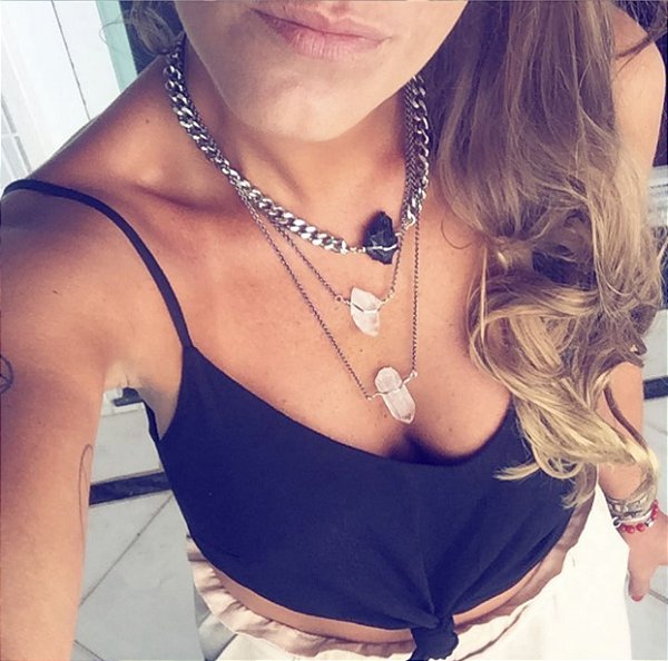 Colar triplo Quartzo Branco e Turmalina Negra