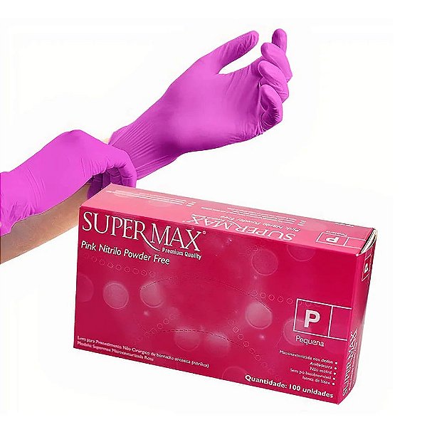 Luva Nitrílica Rosa Pink Supermax - Kosmeticos - Maquiagem, Shampoo e  Tratamento Capilar