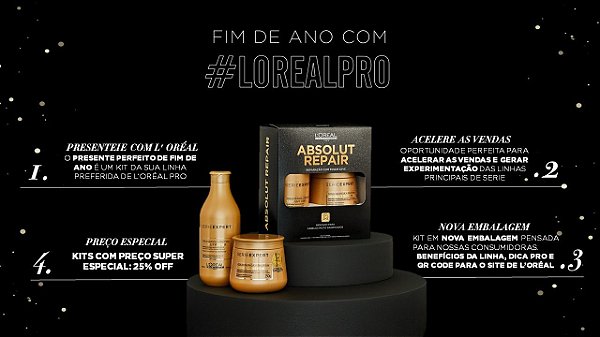 Kit Edição Limitada L'Oréal Professionnel Serie Expert Absolut Repair Gold Quinoa + Protein Shampoo 300ml + Máscara 250g