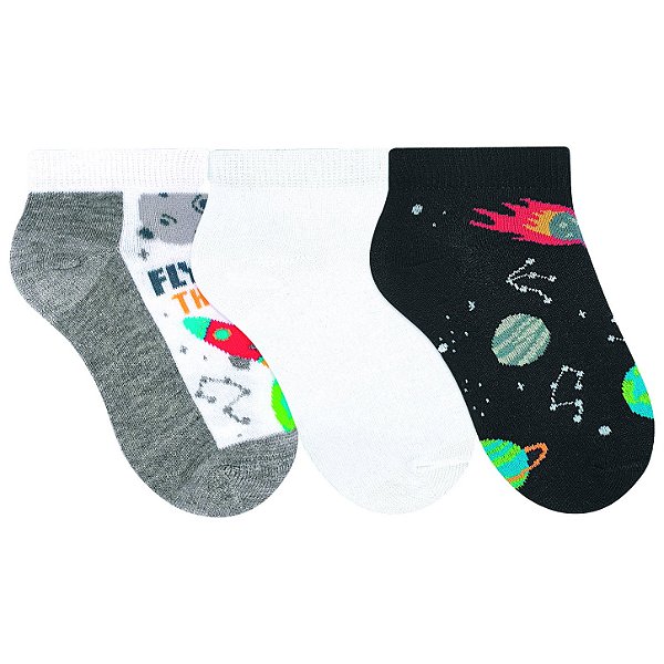 Meia Sapatilha Infantil Meninos - Kit Com 3 Pares - Selene