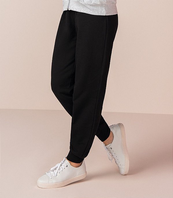 Calça feminina de moletom com punho peluciada - Rovitex
