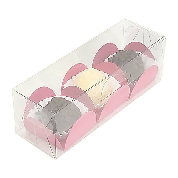 10 Caixa de Acetato, Caixa para 3 Docinhos, Embalagem Trio Brigadeiros PX-66 (12x4x4 cm) Embalagem Transparente