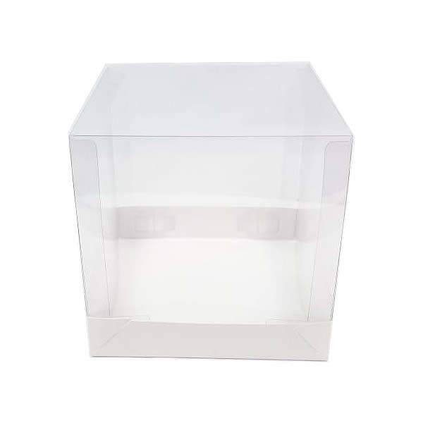 10 Caixa de Acetato PMB-7 Lisa Branca (PMBTR-7) (12x12x12 cm) Caixa para Mini Bolo 12cm Embalagem de Plástico e Papel