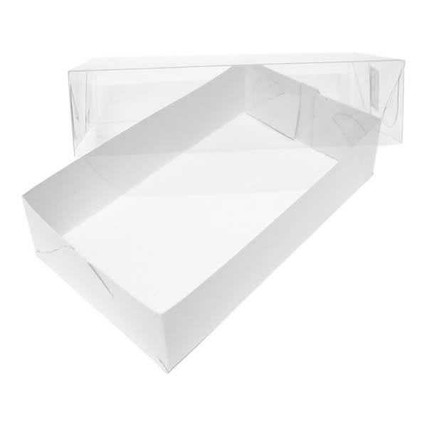 Caixa de Acetato TRP-1 (12x7x3 cm) (10un) Tampa de Plástico Acetato e Fundo de Papel Branco