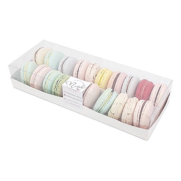 10 Caixa de Acetato TRP-324 (27x10x5 cm) Caixa para 20 Macaron Embalagem de Plástico e Papel