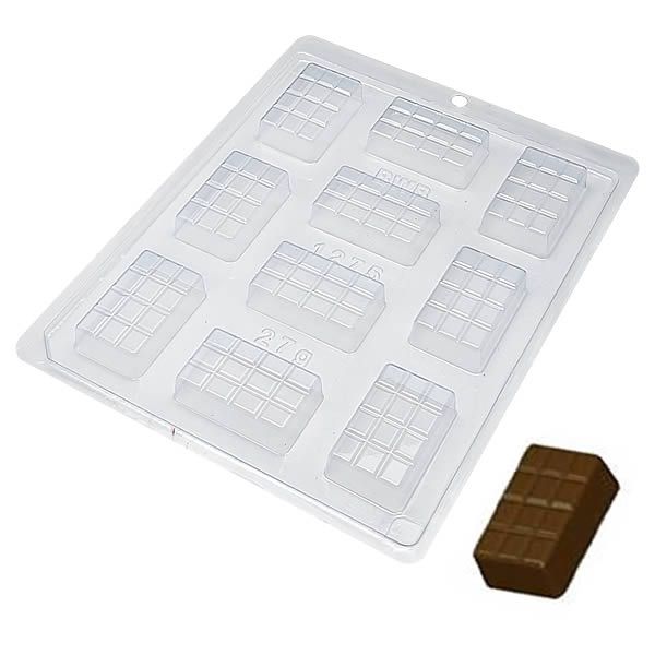 Forma para Chocolate Tablete 12 Gomos 27g Forma Simples Ref. 1275 BWB 5unids