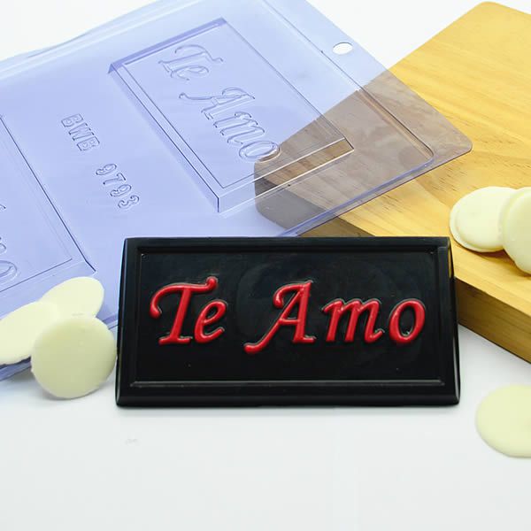 Forma para Chocolate Tablete Te Amo 40g Forma Simples Ref. 9793 BWB 5unids