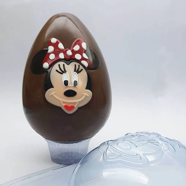 Forma para Chocolate com Silicone Ovo Rosto Minnie 350g Ref. 12003 BWB Licenciada Disney 1unid