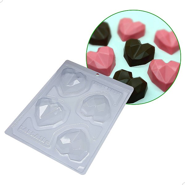 Forma para Chocolate com Silicone Trufa Coração Lapidado 65g (1un) Ref. 9836 BWB