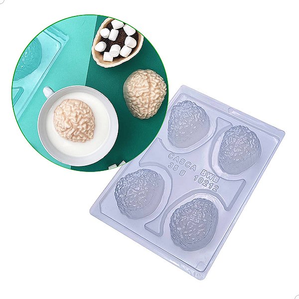 Forma para Chocolate com Silicone Cérebro Cachola Miolo 90g cod 10212 BWB