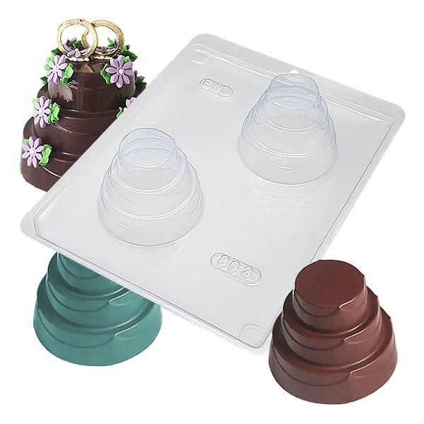 Forma para Chocolate com Silicone Bolo Detalhado Grande 35g Ref. 863 BWB 1unid