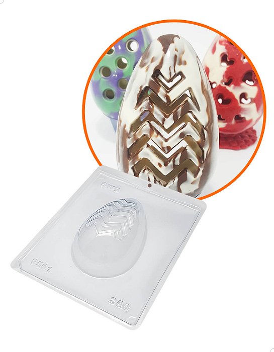 Forma para Chocolate com Silicone Ovo Vazado Estriado 250g Ref. 9561 (1un) BWB