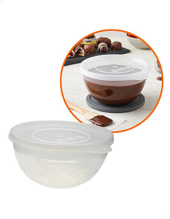 Mini Derretedeira Pequena Cristal para Chocolate 250ml Cod.9616 BWB Prática vai Micro-Ondas