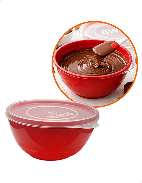 Mini Derretedeira Pequena Vermelha para Chocolate 250ml Cod.9630 BWB Prática vai Micro-Ondas