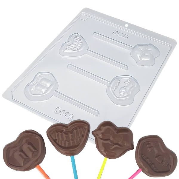 Forma para Chocolate Pirulito Bocas Forma Simples Ref. 9415 BWB 5unids