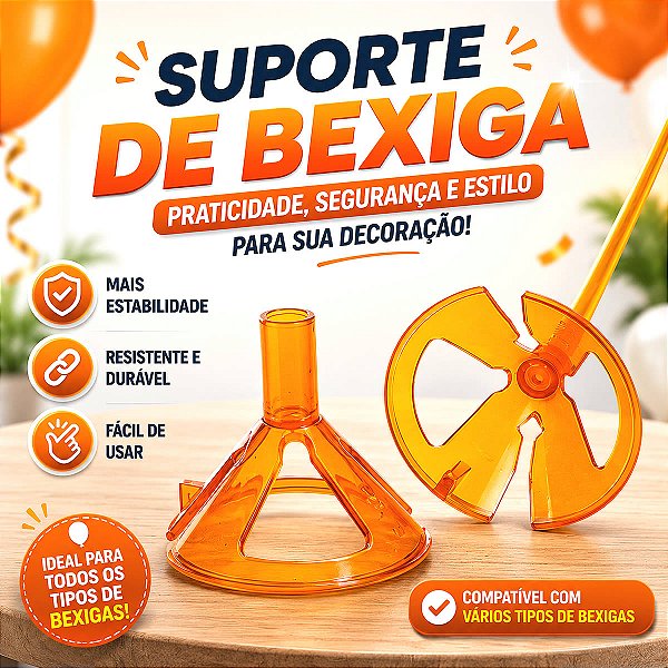 KIT 10 Suporte para Bexiga Pega Balão Laranja Cod. 81 BWB Decoração Festa Aniversário