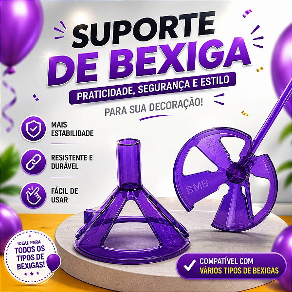 KIT 10 Suporte para Bexiga Pega Balão Lilas Cod. 82 BWB Decoração Festa Aniversário