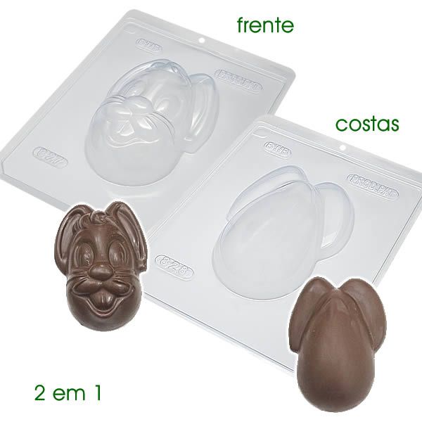 Forma para Chocolate com Silicone Ovoelho Frente e Costa 70g Ref. 827 / 828 BWB 1unid