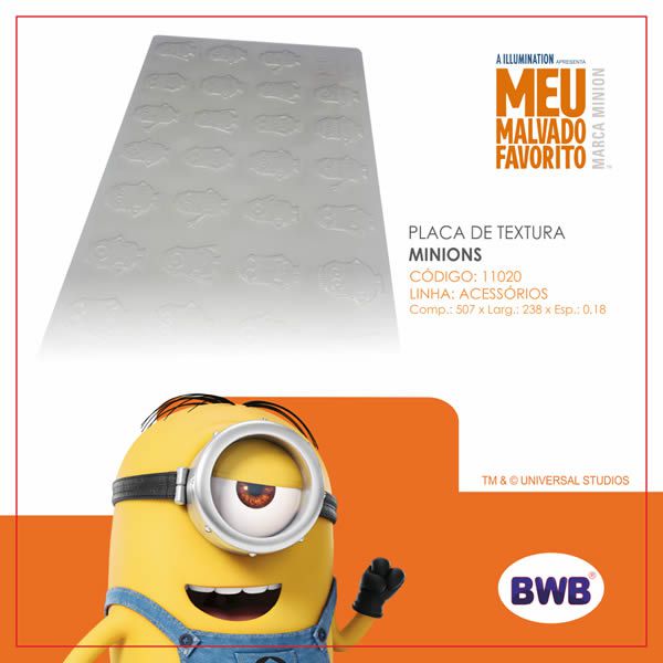 Placa de Textura 50cm x 24cm Minions Ref. 11020 BWB 1unid