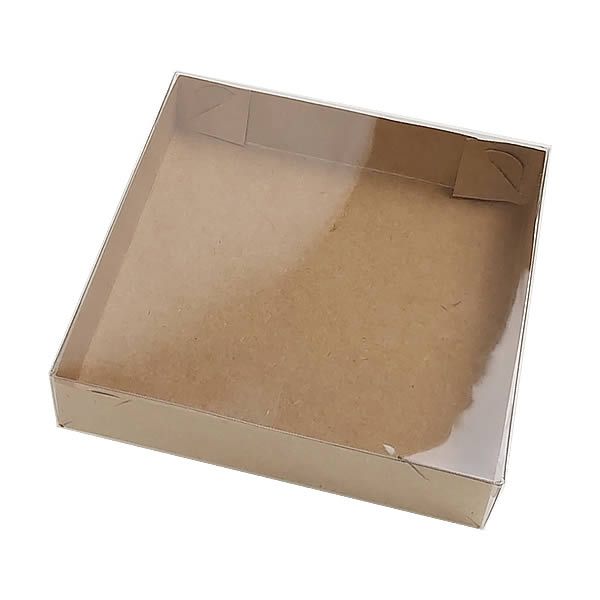 Caixa de Acetato KRP-20 Kraft (10x10x2 cm) (25un) Embalagem de Plástico e Papel