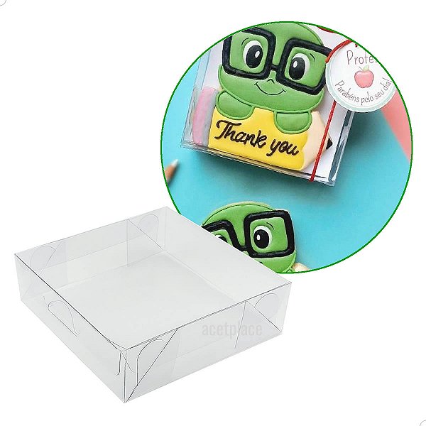 Caixa de Acetato para Biscoito Baú PX-5 (10x10x3 cm) (25un) Embalagem de Plástico