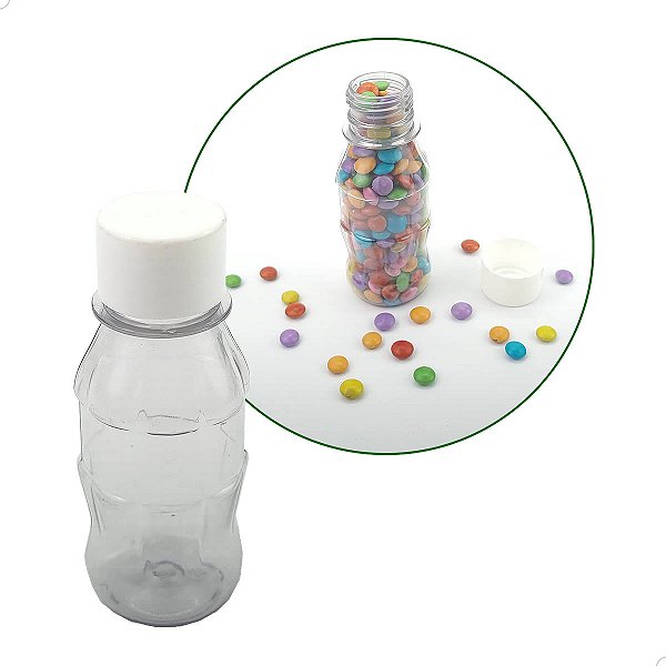 Mini Coquinha Garrafinha 100ml (10un) Garrafinha com Tampa Branca para Lembrancinhas de Festas
