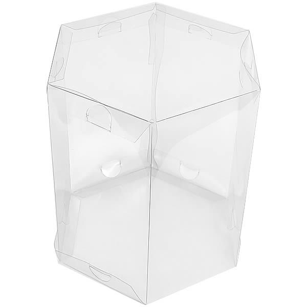 Caixa de Acetato PS-34 (21x21x18 cm) (5un) Caixa Embalagem Sextavada, Embalagem de Plástico Transparente