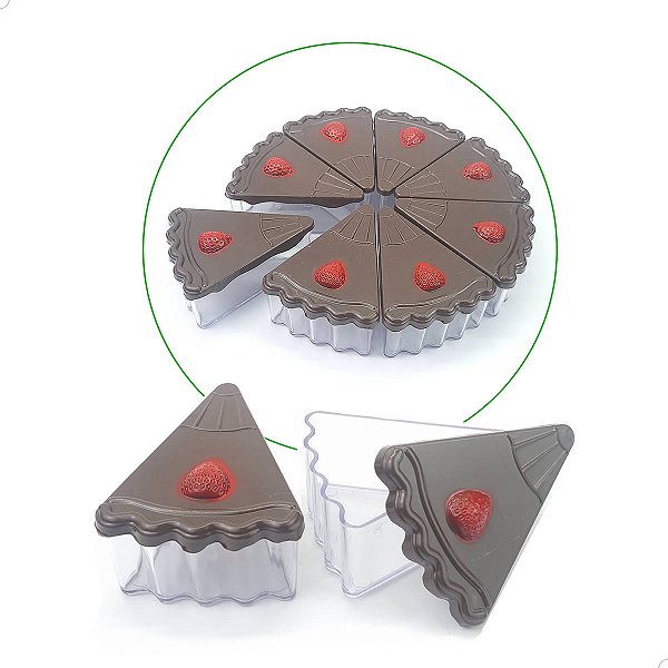 Bolo de Chocolate (8pçs) Fatia de Bolo Acrilico para Lembrancinhas de Festas