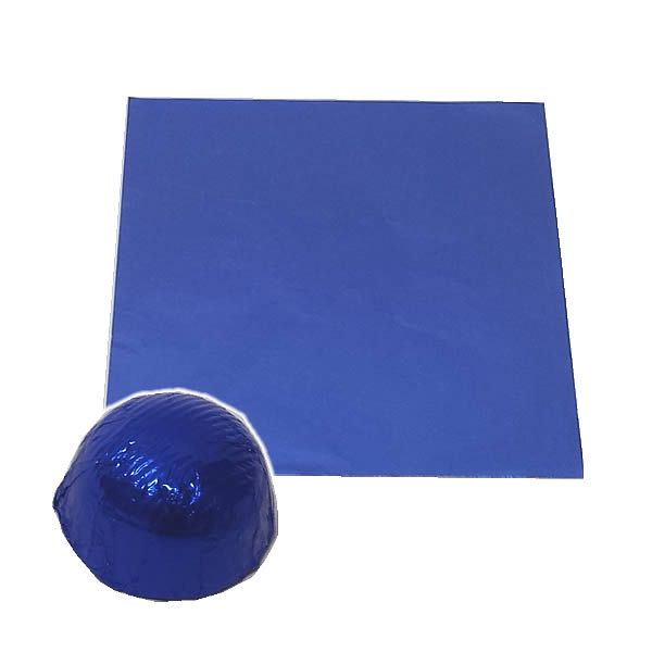 Papel Chumbo Aluminio Azul Escuro Embrulho para Bombom e Trufinhas 10x10cm 300fls