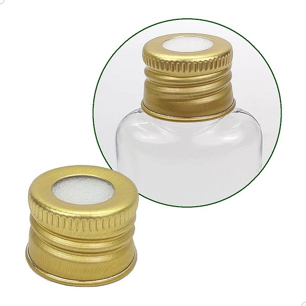 Tampa de Alumínio Furada OURO R20mm (10un) para Frasco Aromatizador Rosca 20mm, Tampa com Furo