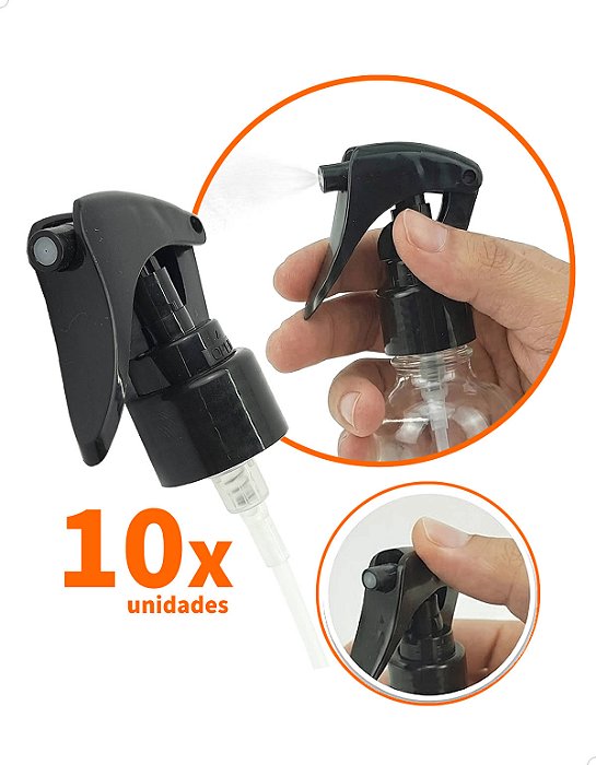 Kit 10 Válvula Mini Gatilho Trigger Lisa Preta rosca 24mm R24/410 (M.GAT24/PRETA)