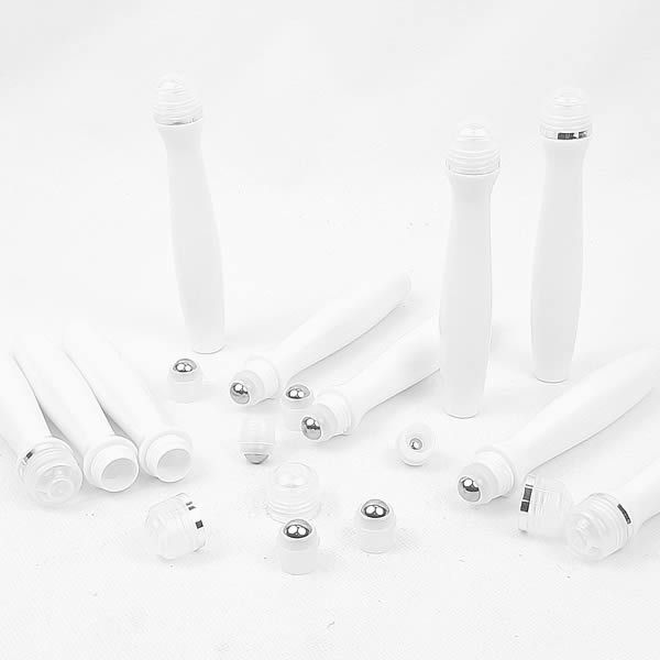 KIT (50pçs) Frasco Rollon 15ml Plástico Branco com Esfera de Alumínio Frasco para Perfumes, Óleos, Brilhos e Cremes