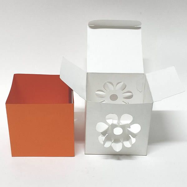 24 Caixa de Papel DV-13 Caixa Flor com Forro Laranja (8.5x8.5x8 cm) Decoração e Lembrancinhas, Caixa Surpresa, Primavera, Natureza