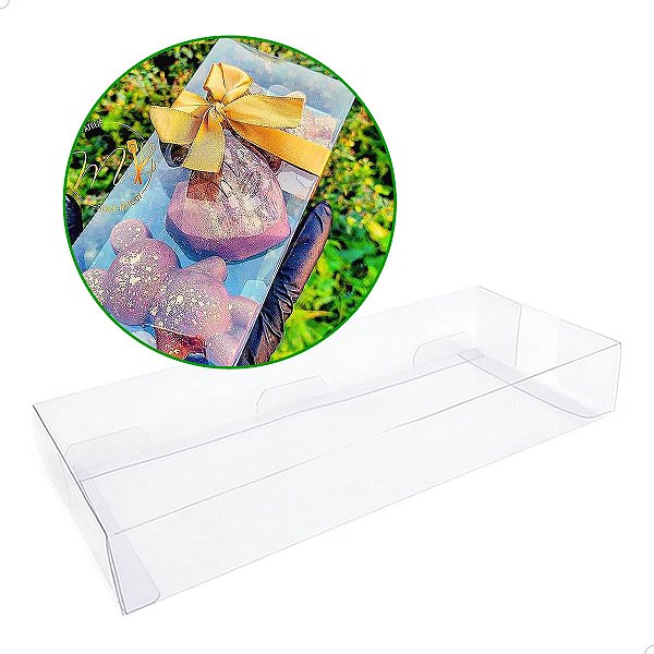 Caixa de Acetato PX-9664 (16x8x3 cm) (100un) Caixa para Barra de Chocolate 300g BWB