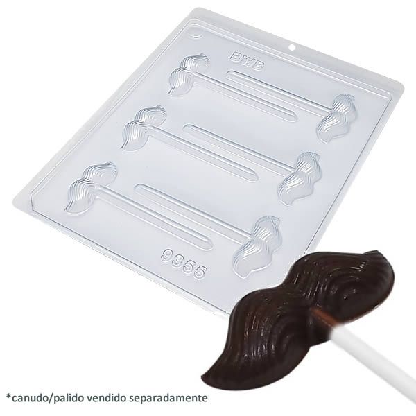 Forma para Chocolate Pirulito Bigode1 5g Dia dos Pais Forma Simples Ref. 9355 BWB 5pçs