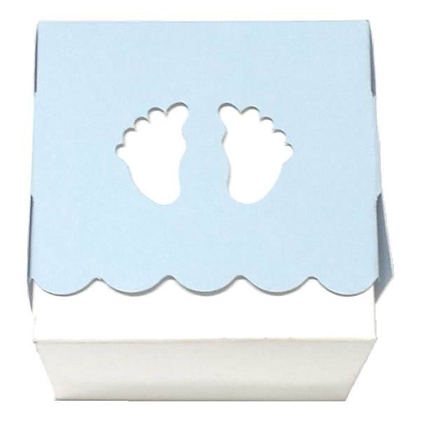 24 Caixa Pezinho Azul Claro (7,5 cm) Pé de Nenem Embalagem para Lembrancinha Chá de Bebê, Chá Revelação, Nascimento