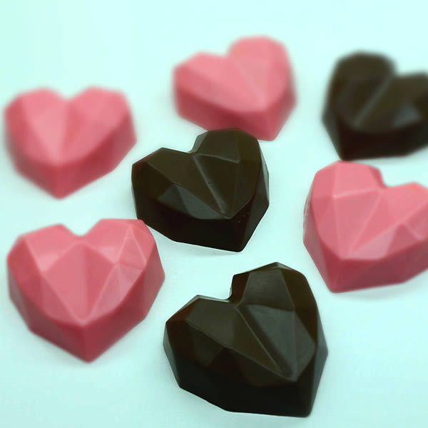 (5pçs) Forma para Chocolate com Silicone Trufa Coração Lapidado 65g Ref. 9836 BWB Amor, Namorados, Mamães e Papais