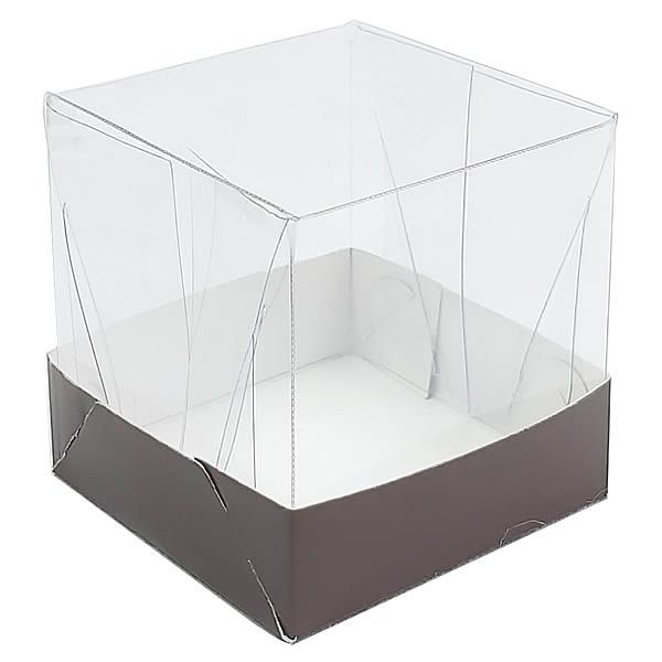 25 Caixa de Acetato com Base MARROM Lisa (6x6x6cm) Embalagem de Plástico Transparente