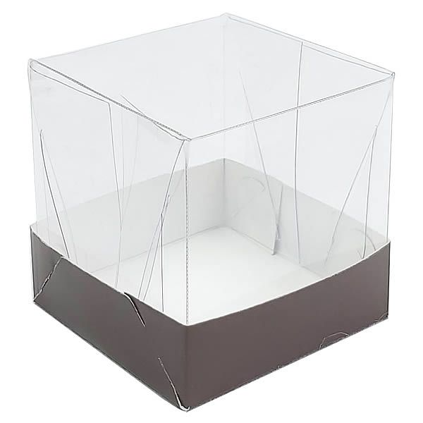 50 Caixa de Acetato com Base MARROM Lisa (5x5x5cm) Embalagem de Plástico Transparente