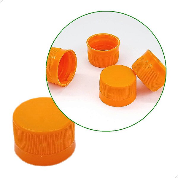 Tampa Lacre LARANJA R28mm, Tampa para Garrafa Rosca 28mm, (100un) Tampa com Vedante Perfil Alto COMBOKIT