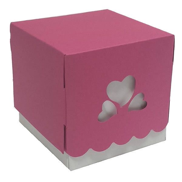 24 Caixa Amor 3 Corações Pink (7,5x7,5x7,5 cm) Chá de Panela, Embalagem para Lembrancinha Personalize sua Festa