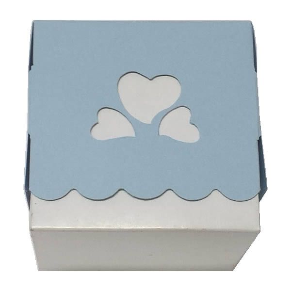 24 Caixa Amor 3 Corações Azul Claro (7,5x7,5x7,5 cm) Chá de Panela, Embalagem para Lembrancinha Personalize sua Festa