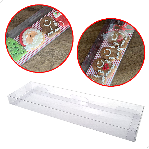 25 Caixa de Acetato PX-246 (7x2x25 cm) Caixa para Biscoitos Embalagem de Plástico Transparente