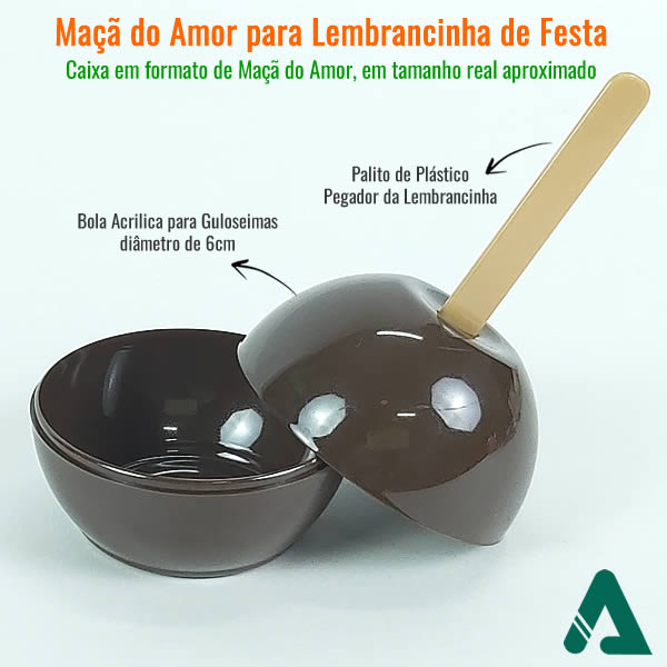Maçã do Amor Marrom/Chocolate (24un) Acrilica Lembrancinha para Festas