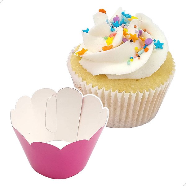 48un Saia para Cupcake Grande Wrapper Liso Pink (7.5x5x4.5) Wrapper para Cupcake