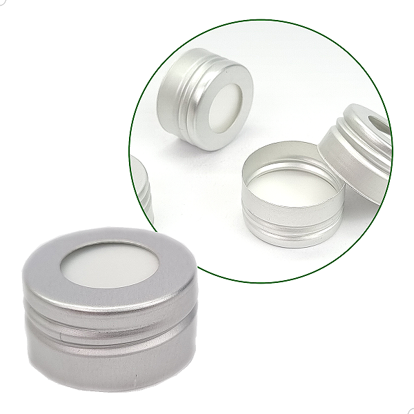 Tampa de Alumínio Furada PRATA (100un) R28mm Tampa Perfil Alto para Frasco Aromatizador Rosca 28mm