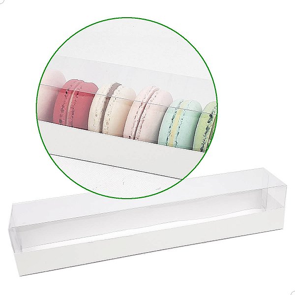 25un Caixa de Acetato TRP-323 (27x5x5 cm) Embalagem Caixa para 10 Macaron Embalagem de Plástico Acetato e Papel