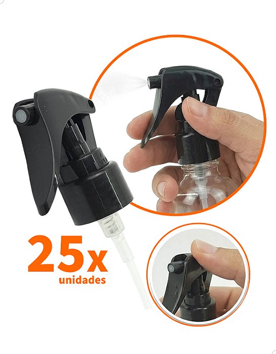 Kit 25 Válvula Mini Gatilho Trigger Lisa Preta rosca 24mm R24/410 (M.GAT24/PRETA)